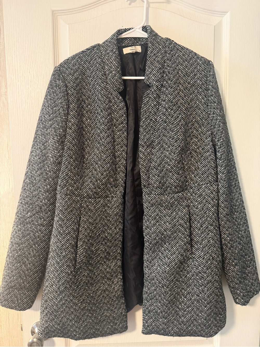 entro Black & White Herringbone Pea Coat